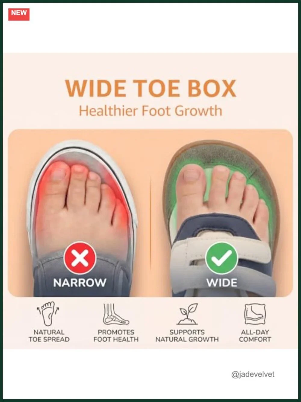 Toddler Barefoot Wide Walking Sneakers, Zero Drop, Hook and Loop, Non-slip TPR